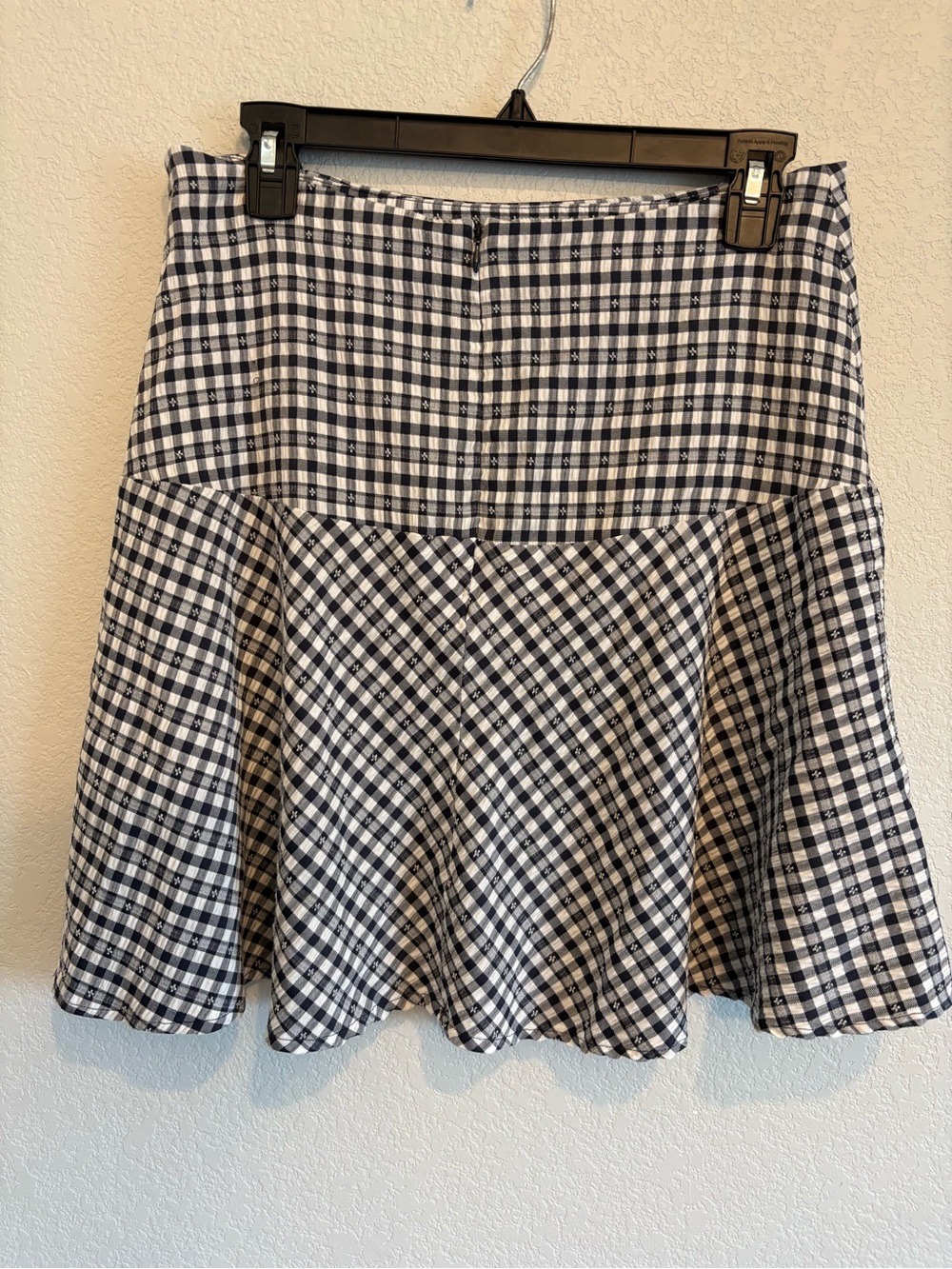 Tommy Hilfiger Gingham Flare Skirt Size 10 Navy White Embroidered Preppy - Picture 7 of 12